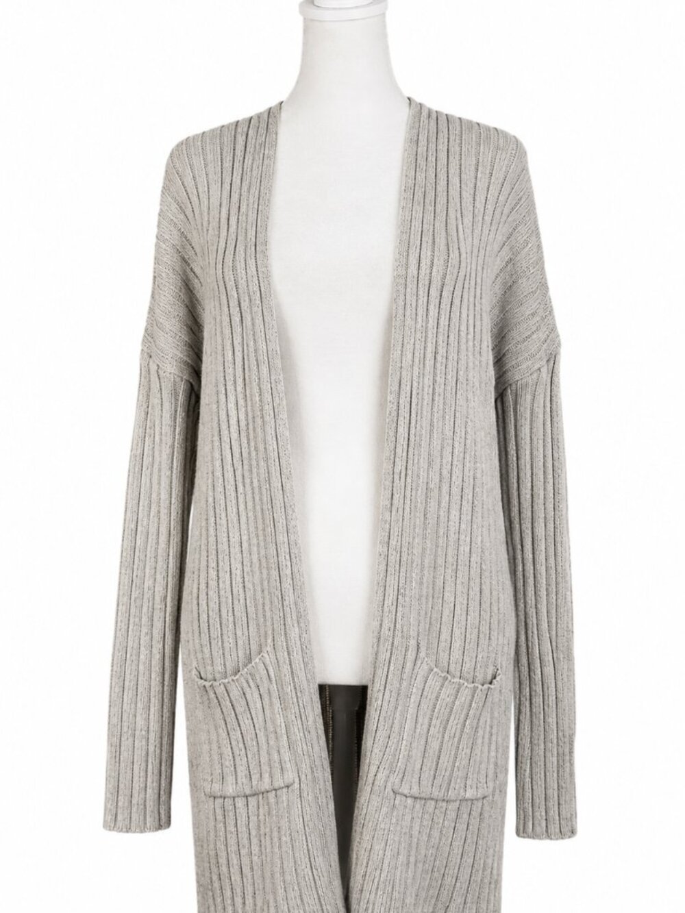 BP NORDSTROM Oatmeal Beige Ribbed Open Front Longline Cardigan XS